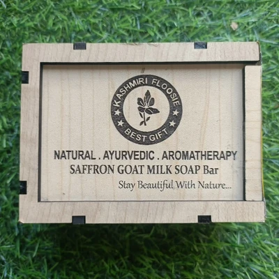 Saffron Goat milk Soap Bar With wooden box