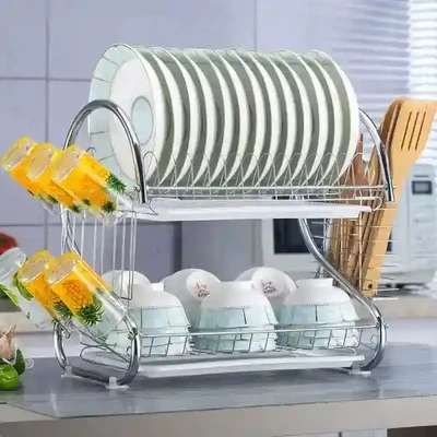 2 layer Dish Drainer Rack Stainless Steal