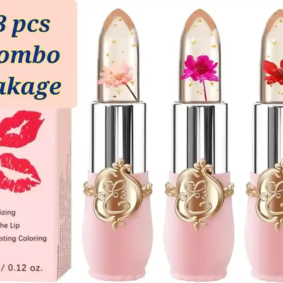 3 pcs combo Emaymei Transparent Jelly Change Lipstick.