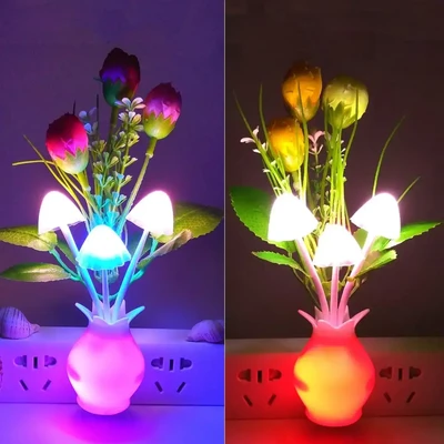 Mashroom LED Light Day/Night Sensor With Rose